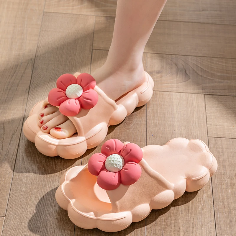 Casual Platform Slippers Women House Cute Flower Designer Shoes Girls Flat Fashion Summer Slippers Ladies Elegant Beach Footwear