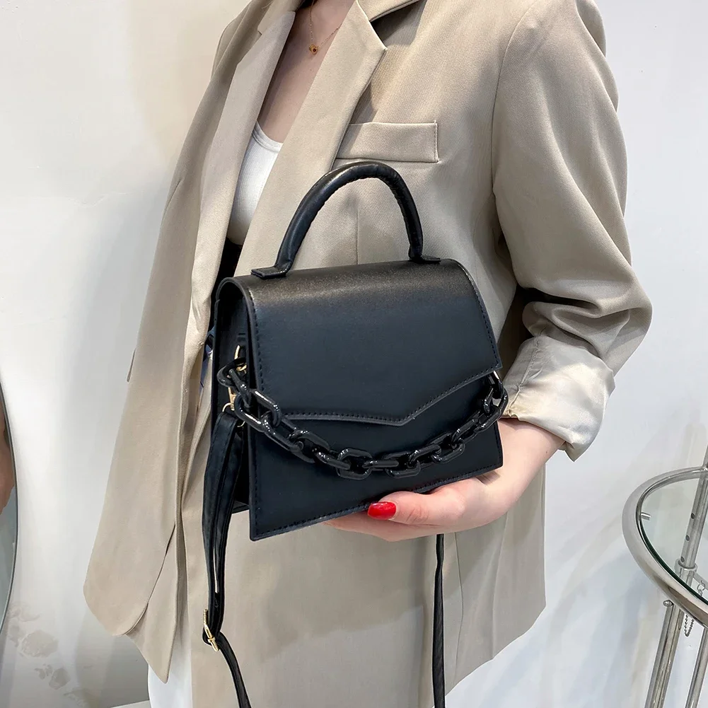 Women Fashion Crossbody Bags Solid Color PU Leather Messenger Bags Casual Small Top-handle Bags Handbags Female Shoulder Bags