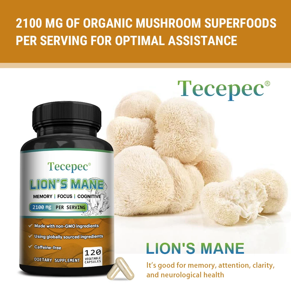 Lion's Mane Supplements - Supports Memory, Focus, Cognition - Neurological Health, Immune Health, Antioxidants