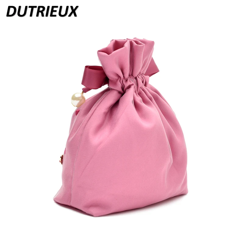 Summer Embroidered Fashion Mesh Sweet Small Size Drawstring Bag for Women CuteTravel Pack Ladies Cosmetic Bags Gadget Storage