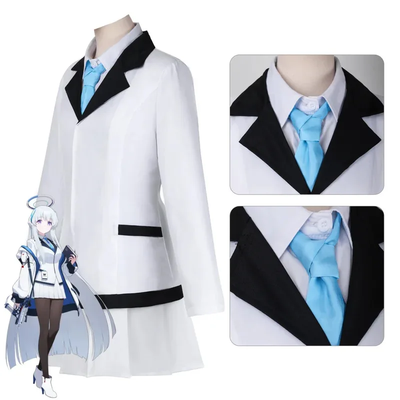 Игра Синий Архив Анимация Ушио Ноа Косплей Костюм Японская Школьная Форма Юбка Пальто Парик Женский Сексуальный Карнавальный Костюм; 2'a, 6