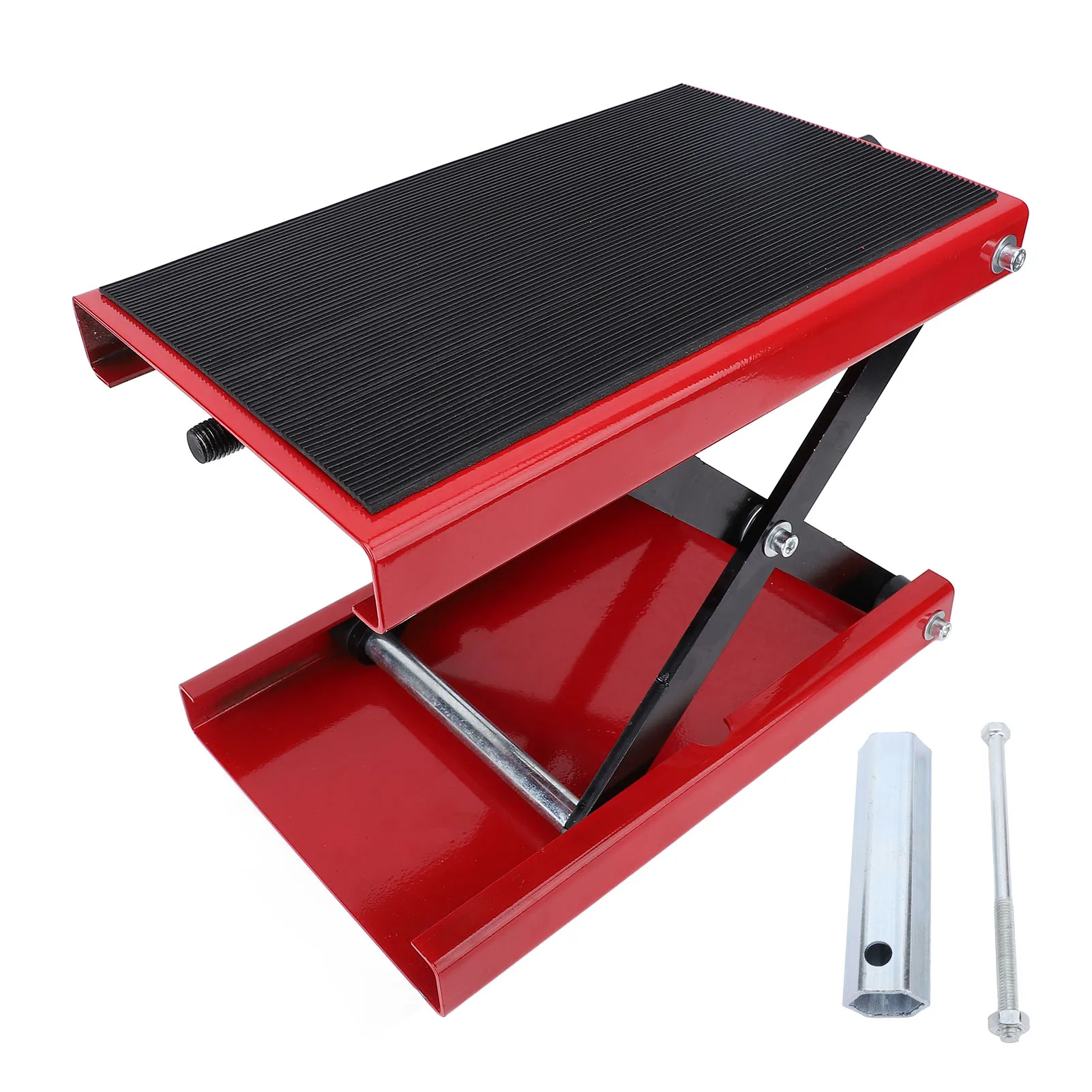 Adjustable Height Foldable 500kg Capacity Motorbike Jack Stand Motorcycle Lift Scissor Jack 85-340mm/3.35-13.39in