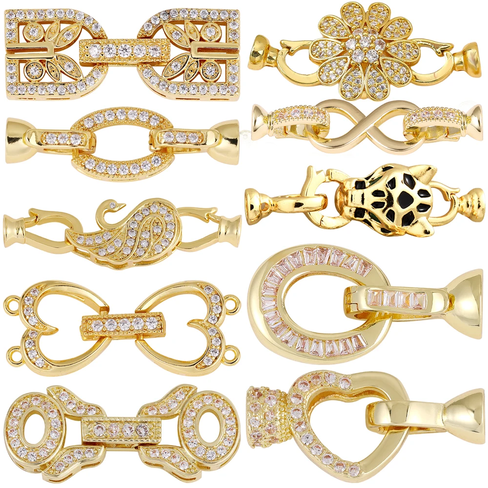 Juya Handmade18K Real Gold Plated Creative Fastener Connector Closure Clasps Accessories For DIY Beads Pearls Jewelry Making