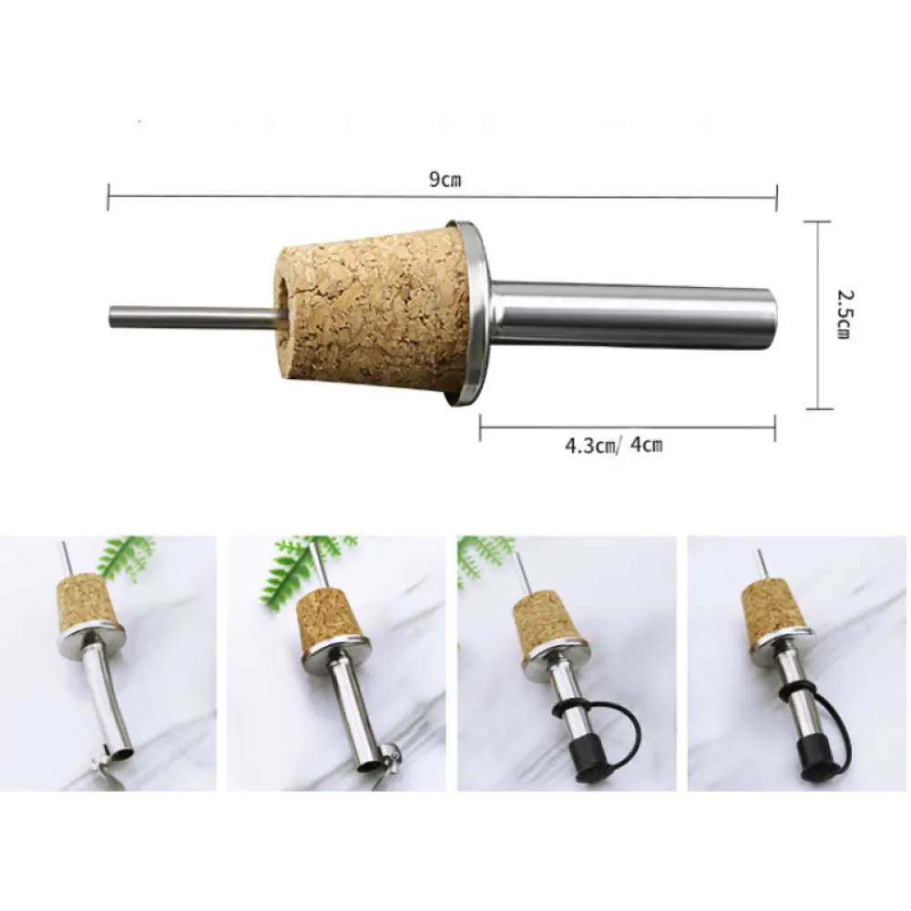 Verseur de vin en acier inoxydable, bouchon en liège en bois, verseur de vin rouge, bouchon de bouteille d'huile, bouchon de champagne, outils de dégustation de vin, 4 modèles, 1PC