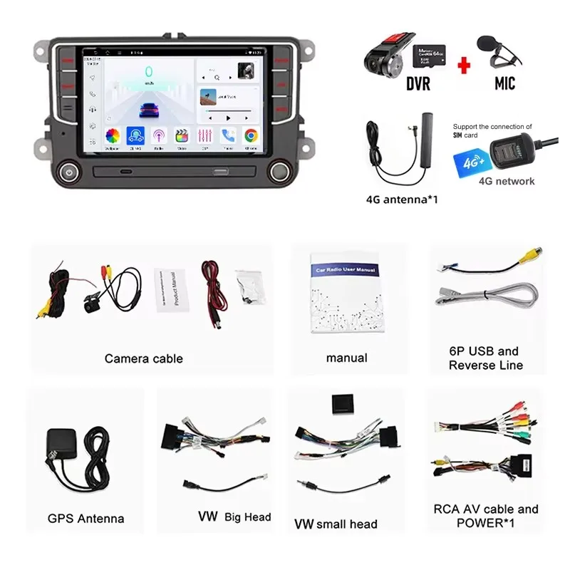 

Multimedia Video Player Car Radio Android 15 7" 2din Autoradio For VW Beetle 2012-2018 Car Stereo, Wireless Head Unit FM 8+128GB