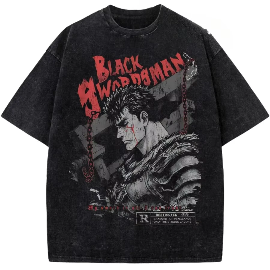

Anime Berserk Guts Graphic T Shirt Men Women Washed Cotton Tshirts Vintage Casual Clothing Harajuku Male Short Sleeve T-shirt