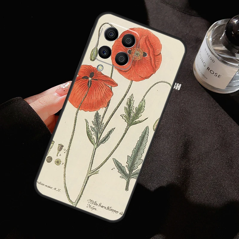 Botanical Drawings Flowers Case For Samsung Galaxy M12 M13 M14 M22 M32 M52 M11 M21 M31 M51 M33 M53 M20 M54 M34 Coque