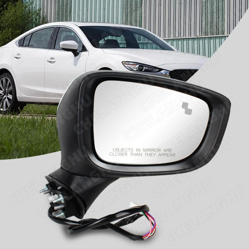 

1Pc Right Side 9Pin Reversing Mirror For Mazda 6 2017 2018 2019 2020 2021 US Version Rear Mirror Assembly With Heat Turn Light