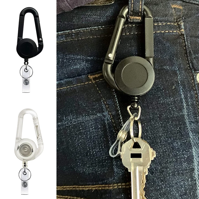 ID Card Key Chain Lanyard Clip Key Ring Retractable Pull Name Tag Recoil Badge Belt Rope Keychain Hooks key Storage Organizer