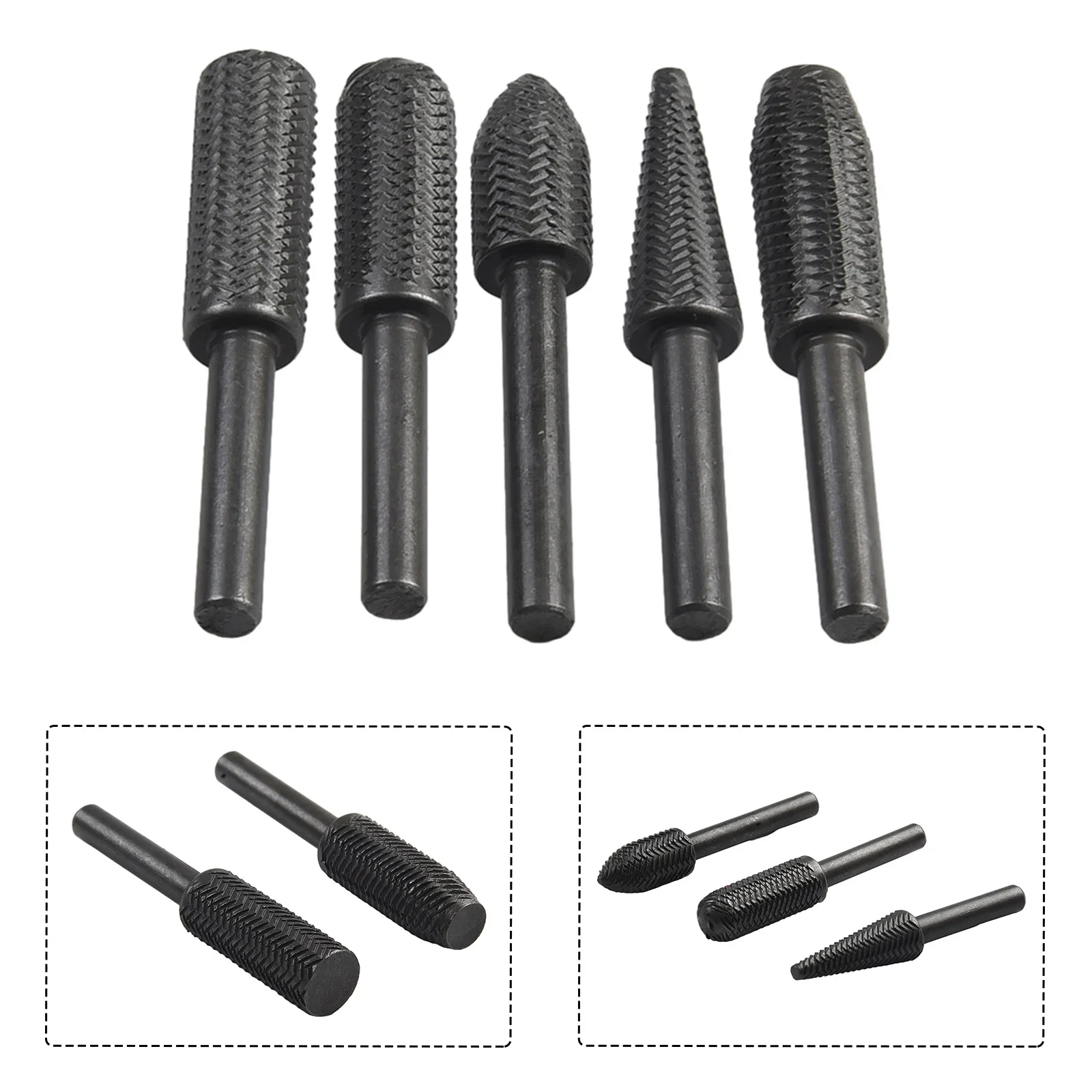 5pc conjunto de arquivo rasp rotativo escultura bit cortador duplo arquivo rotativo super para metal madeira ferramenta moagem aeecssories