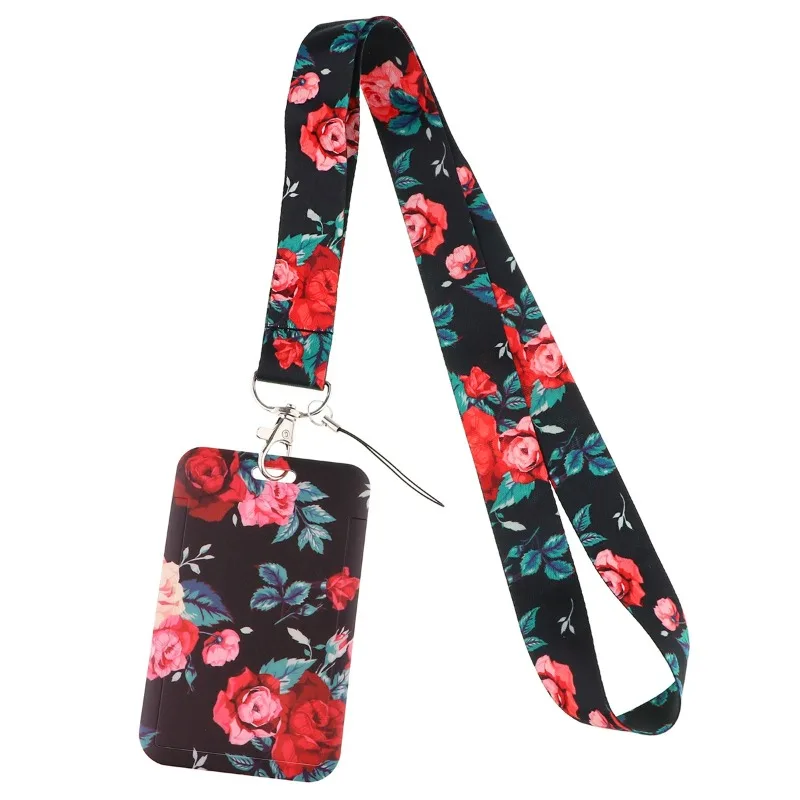 Vintage Flowers Lanyard Strap for Cellphone Key Chains ID Card Badge Holder Keychain Hanging Rope Keycord Neckband Accessories