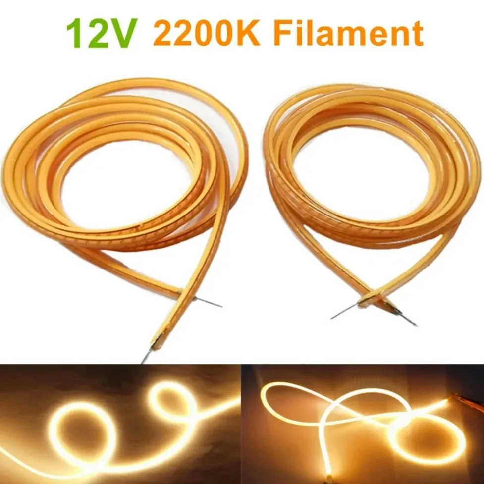 DC12V Flexible LED Filament Diodes 130/330/360/460/600mm 2200K High-Quality Replacement Parts for DIY Edison Bulb Decor Lighting