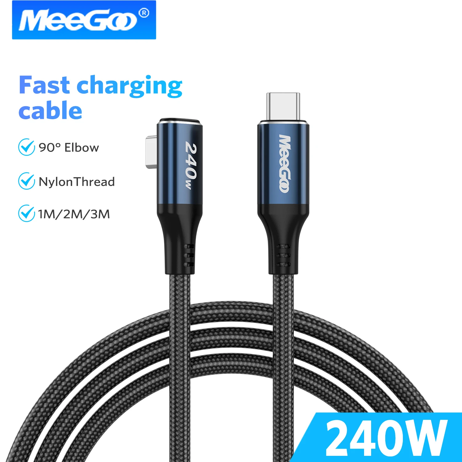 MeeGoo 240W USB tipo C a USB C Cable PD Cable de carga rápida para Macbook Air iPad iPhone 15 Pro Max Xiaomi Dell HP 1/2/3M nuevo