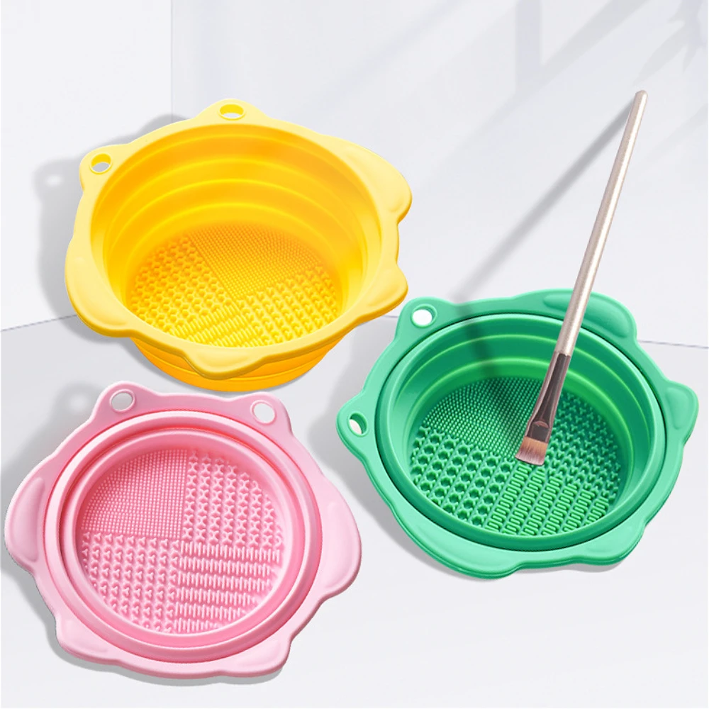 Ciotola pieghevole in silicone pieghevole per la pulizia degli strumenti di bellezza |   Beauty Egg Cleaner e pennello per trucco Quick Cleaner (uso quotidiano per le donne)