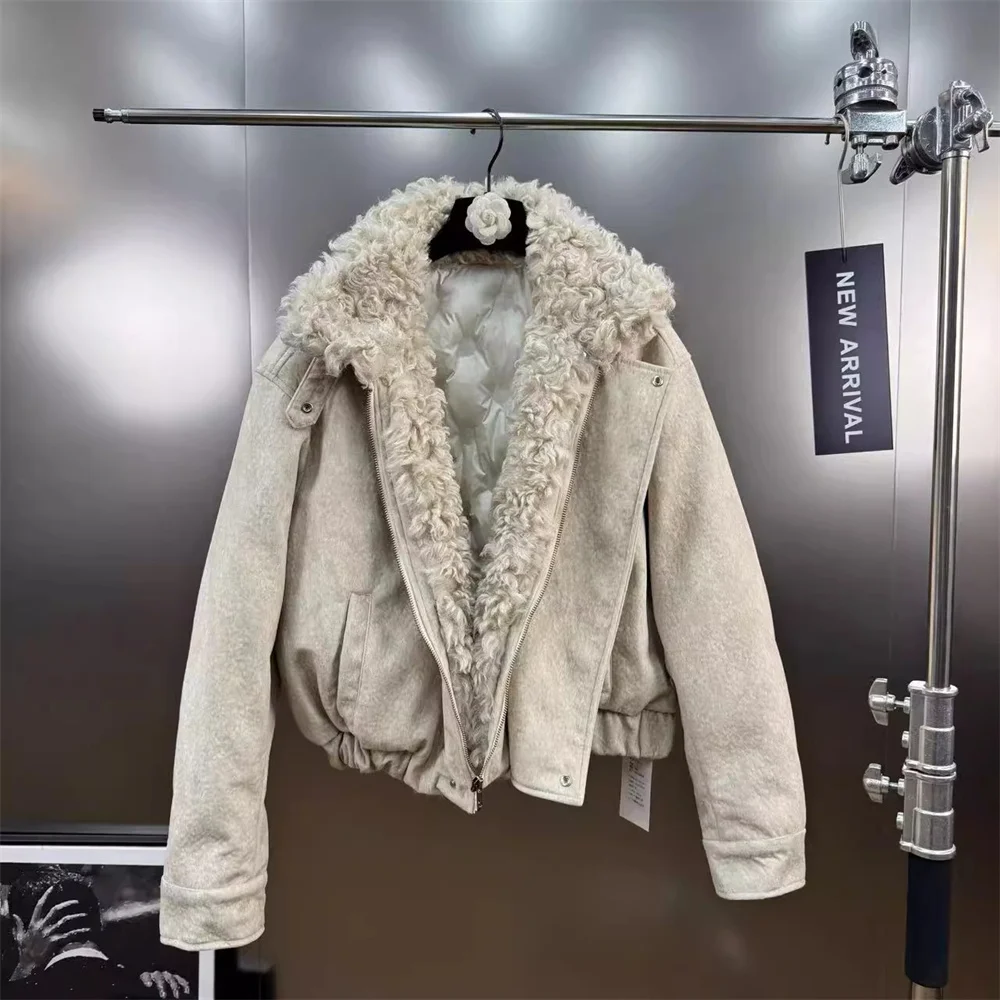 

Осенняя женская куртка 202, замша, флис, свободный крой, мотоциклетный стиль, верхняя одежда, одежда Y2K, новая мода, высококачественное пальто