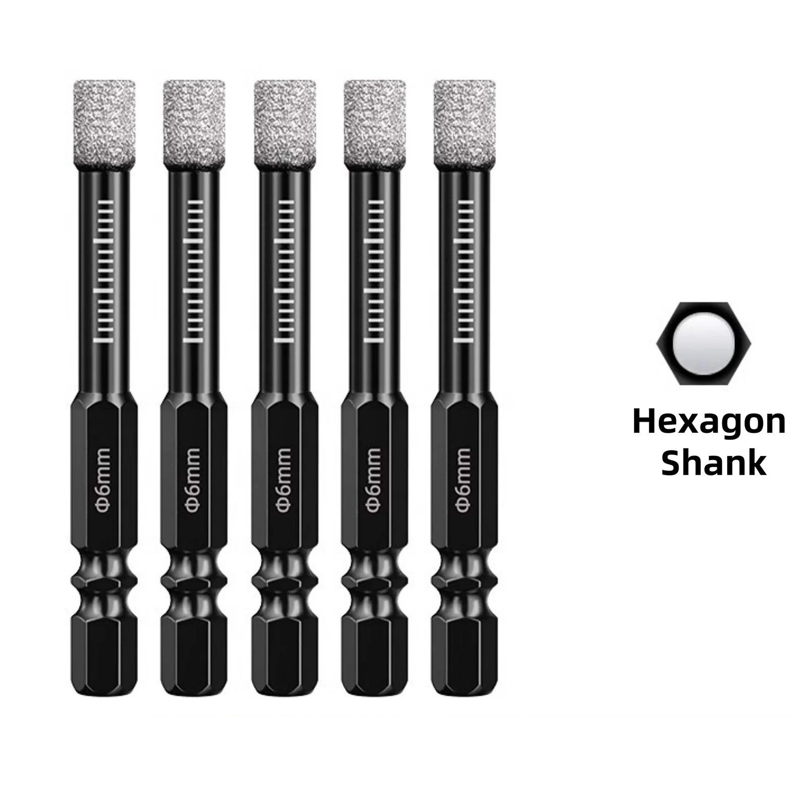 

5Pcs Dry Diamond Drill Bits Hex Handle Vacuum Brazed Hole Saw Cutter 6mm For Porcelain Granite Tile Ceramics Marble Drilling Bit