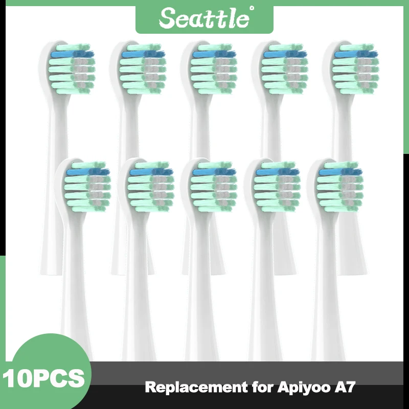 New Type 10PCS Replacement for Apiyoo A7 Toothbrush Heads Electric Tooth DuPont Soft Brush Heads Smart Cleaning Head Nozzle