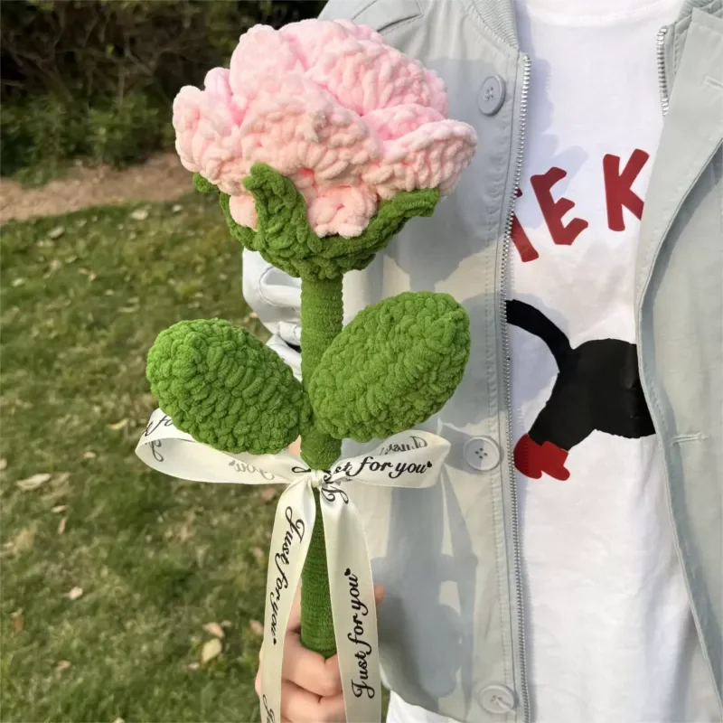 Handmade Wool Woven Giant Rose Bouquet Artificial Flower Arrangement Home Decor Birthday Valentine Christmas Gift for Her