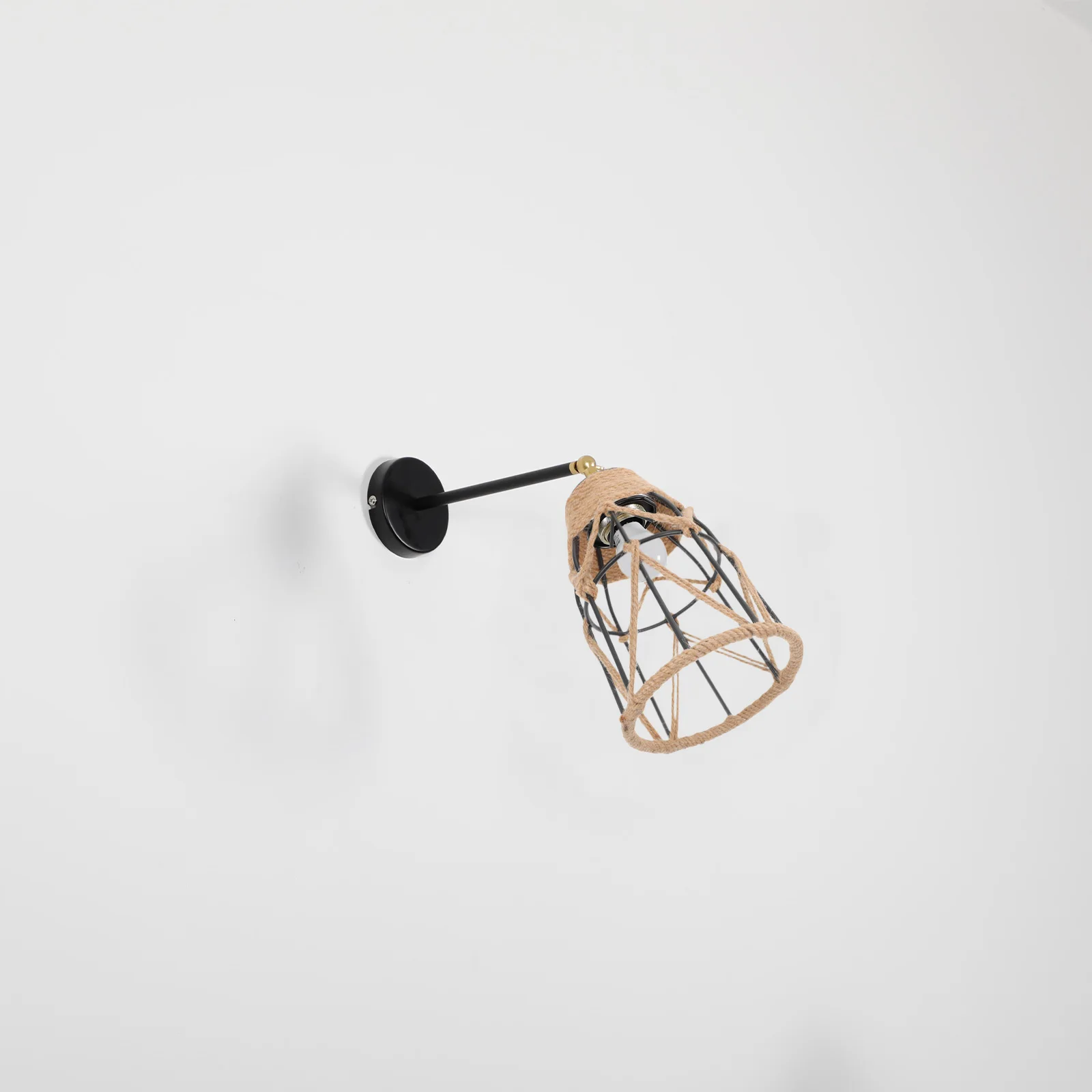 

Vintage Rope Lamp Shade Handwoven Iron Cage Bulb Guard Pendant Light Fixture Rustic Ceiling Light Fixture for Dining Room Hotel