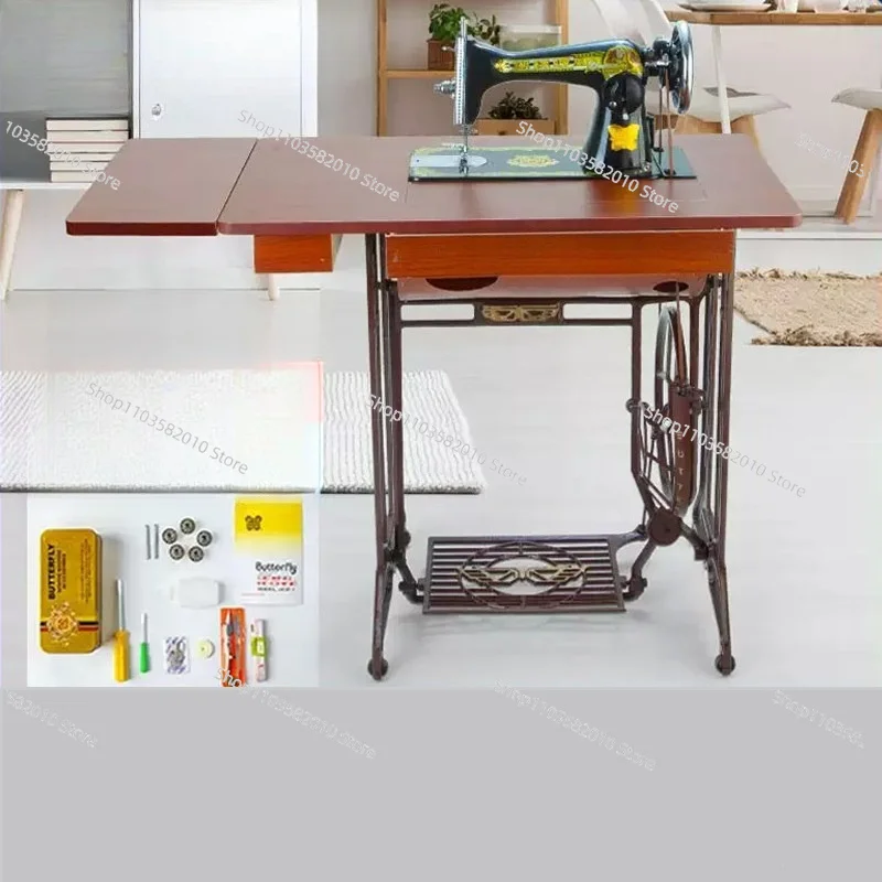 Image of Altmodische Haushaltsnähmaschine mit Fußpedal, Manueller Nähkopf für Dicke Stoffe, Elektrische Umrüstung Möglich