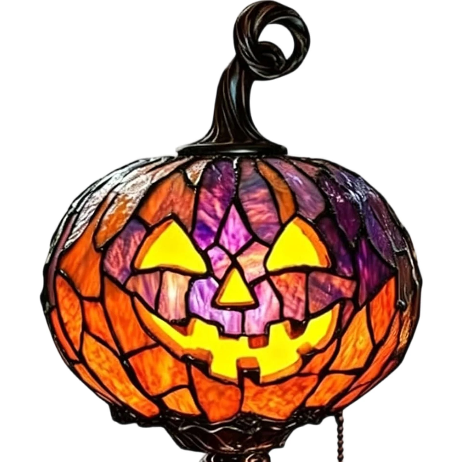 Gothic Witch Hat Lamp Resin Stained Glass Pumpkin Lamp USB Powered Skull & Ghost Stained Glass Table Lamps Halloween Decorations
