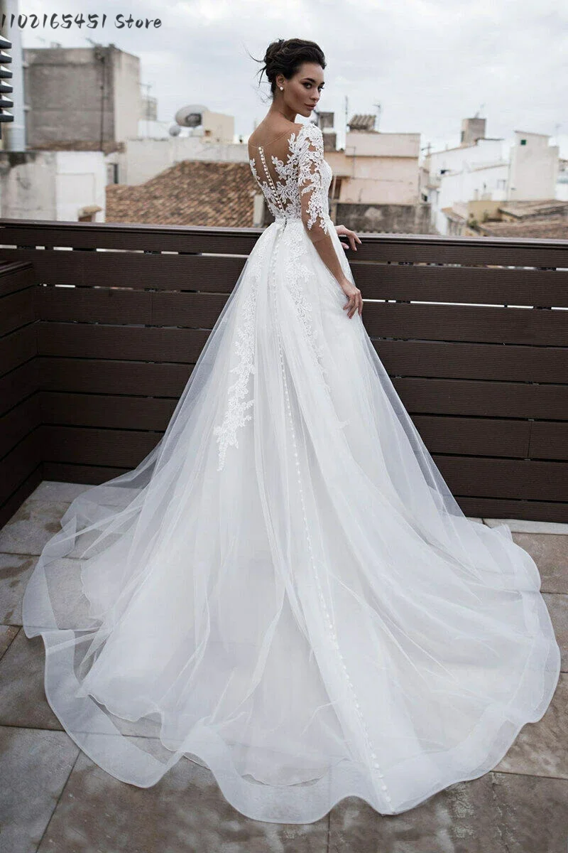 Pequeño vestido blanco de encaje para novia, 2 en 1, vaina, playa, jardín, desmontable, dos piezas