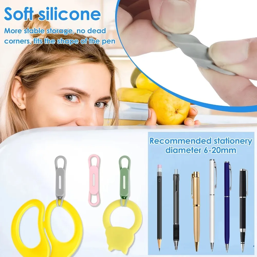 

4pcs/set Easy To Store Magnetic Pen Pencil Holder Vintage Colorful Elastic Band Pen Holder Light Weight Portable