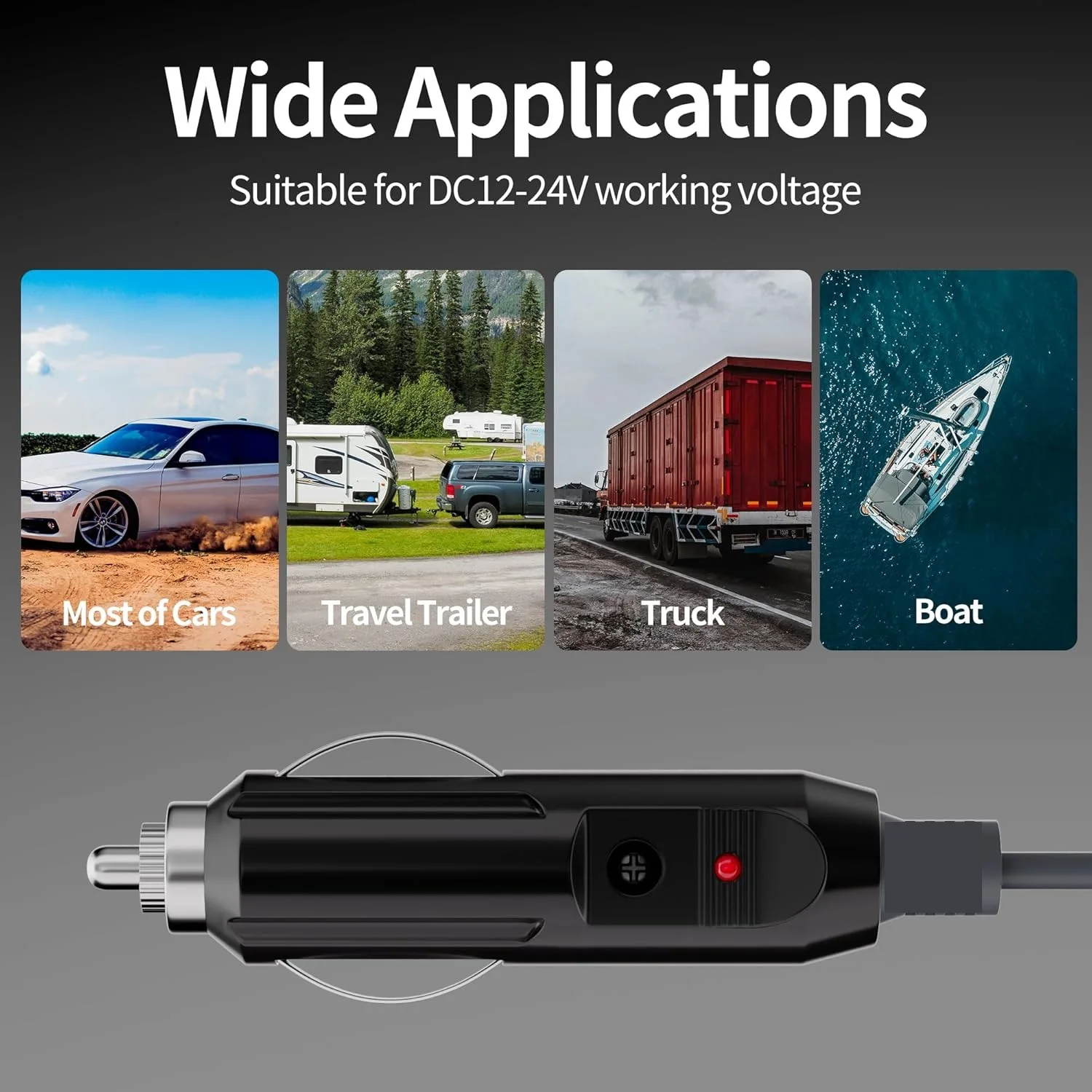 Car Charger Universal Power Cord 12V-24V Auto Cable For Cars Bluetooth Speakers Camera GPS Laptop DC