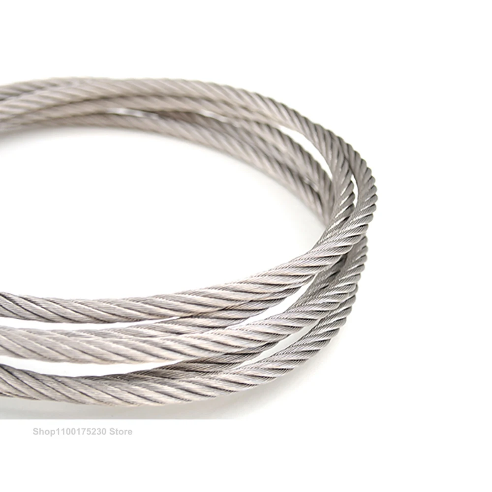 Diameter 0.3mm-4.0mm 304 Stainless Steel Wire Rope Soft Cable Fishing Clothesline Lifting Rustproof Line 7x7 Structure