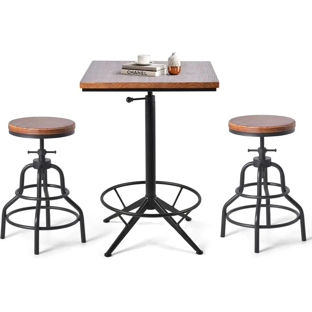 

Комплект барной мебели в деревенском стиле: стол и стулья с регулируемой высотой – винтажный индустриальный стиль для кухни, кафе, столовой, домашнего бара