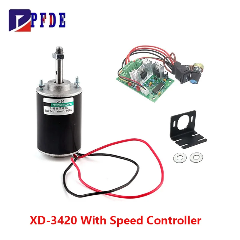 30W XD-3420 High Torque DC Motor 12V/24V with PWM CW/CCW and Speed Controller Permanent Magnet Motor DIY Generator Motor