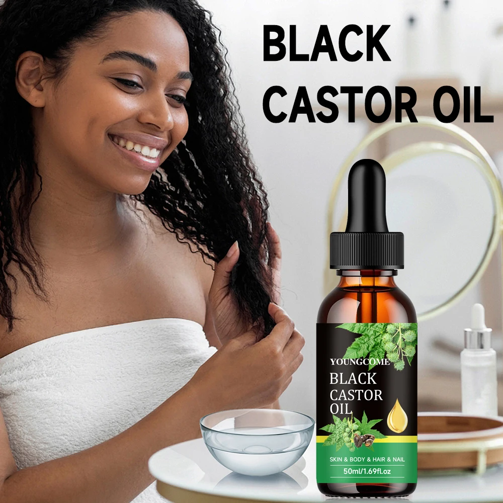 YOUNGCOME Organic Castor Oil Improves Hair LineToughness Nourishes The Body Skin Hair Massage Moisturizing Black Castor Oil