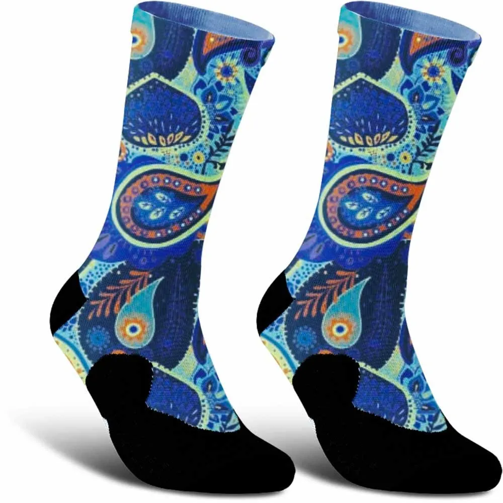 

2025 New! Deep Blue Texture Cycling Socks – Trendy, Unisex, Sweat-Absorbent, Breathable & Durable
