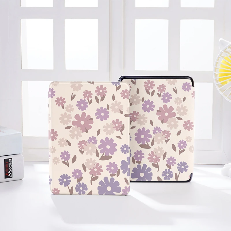 Etui z rozpałką na kwiaty do zupełnie nowego 6.8 "Kindle Paperwhite (wersja 11. Generacji-2021)-etui ze skóry PU z automatycznym budzeniem/usypianiem