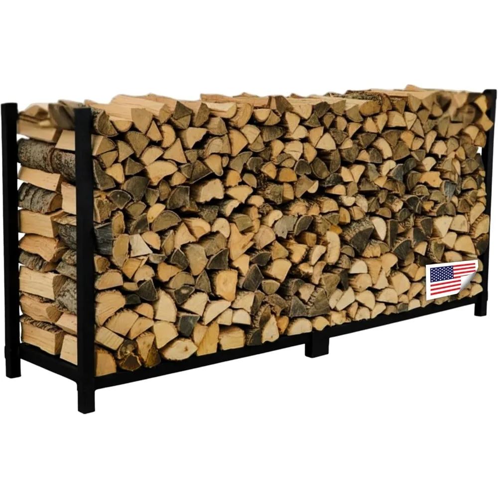

8-Foot Firewood Rack Made in USA 1/2 Cord Raised Lumber Storage Rack Keeps Wood Dry & Ready Heavy-Duty Steel