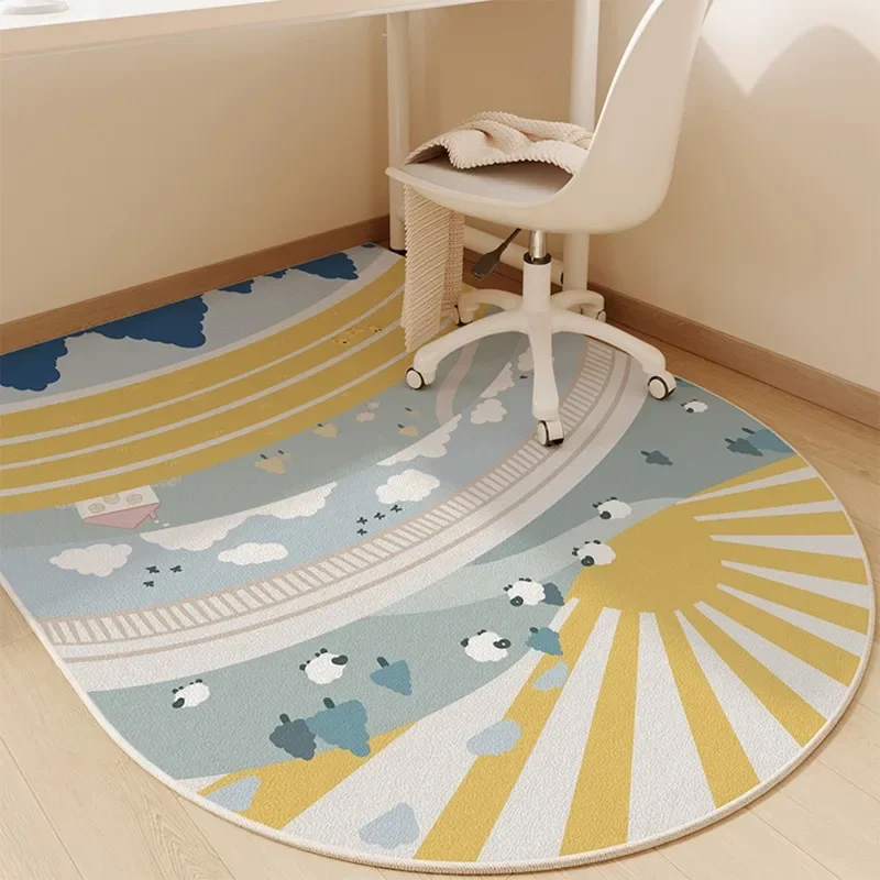 

Children's Room Student Swivel Chair Floor Mat Computer Learning Reading Area Tpr Anti-slip Rug Cartoon Silent Easy-care Carpet