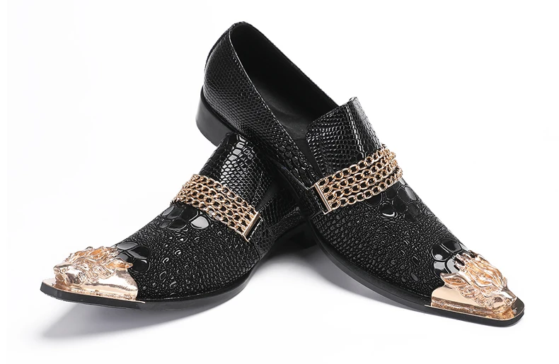 Herrenschuhe aus echtem Rindsleder mit Pythonmuster und Nadelverzierung für formelle Anlässe im Herbst, Modellausstellungen und geschäftliche Gelegenheiten. – Detail 3