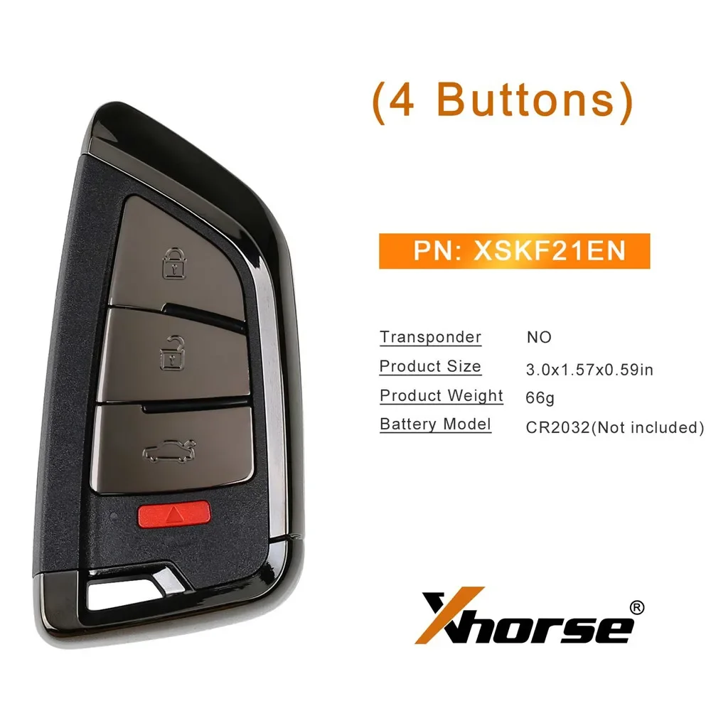 1PCS/LOT Xhorse XSKF21EN Smart Remote Key for Memoeial Knife Style II 4 Buttons Shiny Black Color