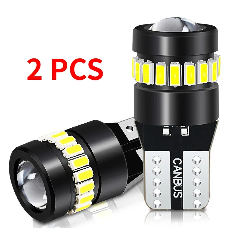 2PCS W5W T10 LED CANBUS No Error 5W5 12V 5W 750Lm Super Bright Car Interior Side Light 194 3030 SMD Auto Bulb White Amber Red