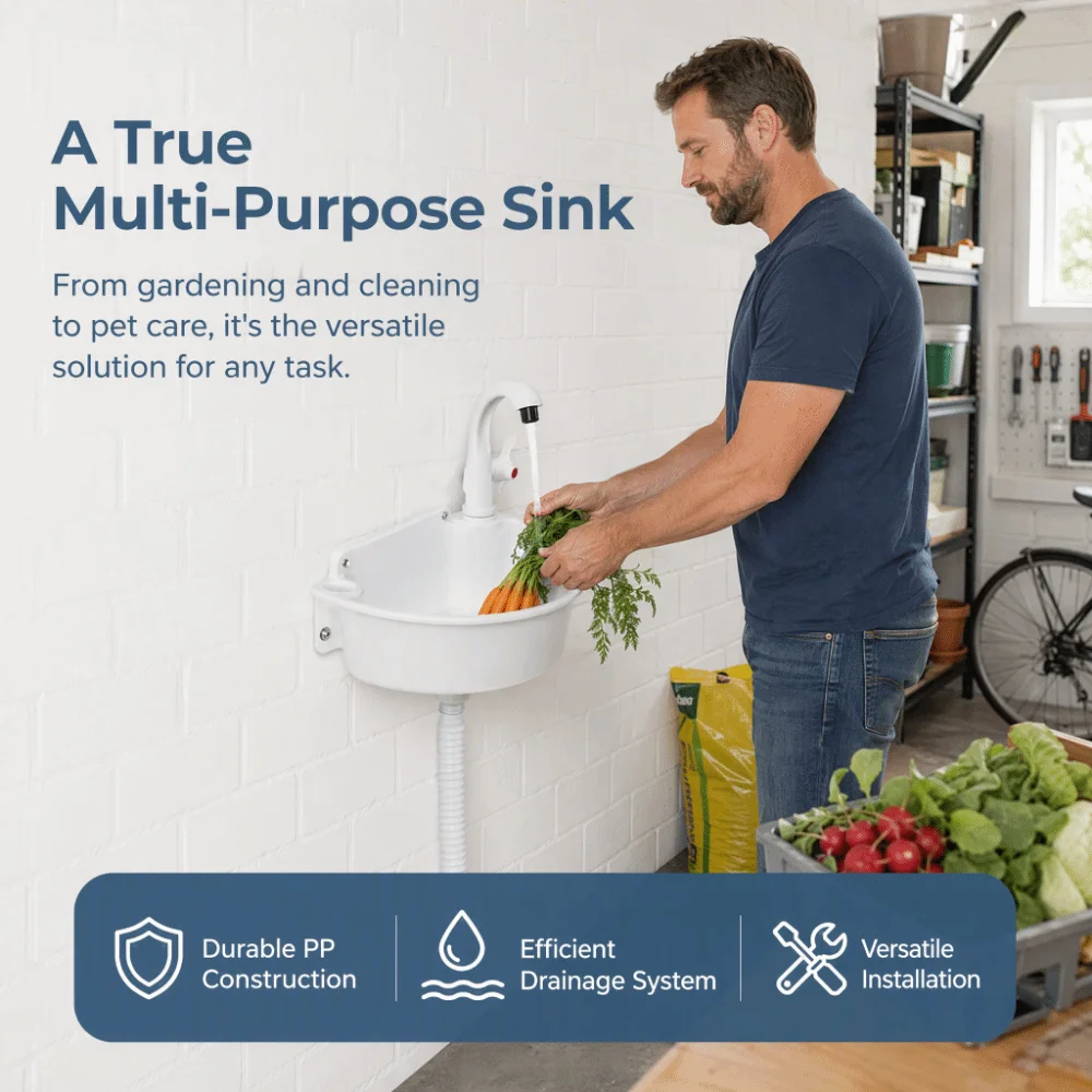 No-Drill Installation Wall Mounted Sink With Drain Plug And Pipe Space Saving Wall Hanging Sink Self-Adhesive Plastic Sink