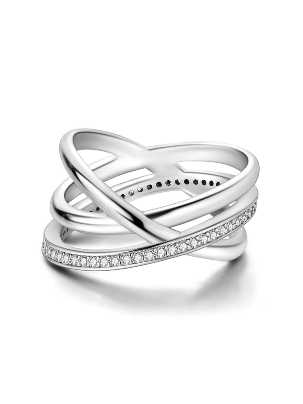 Bague originale en argent Sterling 925, anneaux larges détrritiques à plusieurs niveaux scintillants pour femmes et filles, bijoux cadeaux d'anniversaire