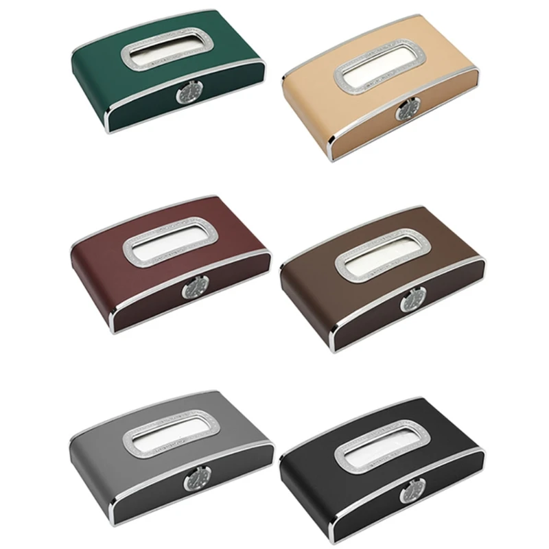 Multi-function Car Clock Tissue Box Cover Rectangular Holder for Home Office Car Hotel Kitchen Restaurant