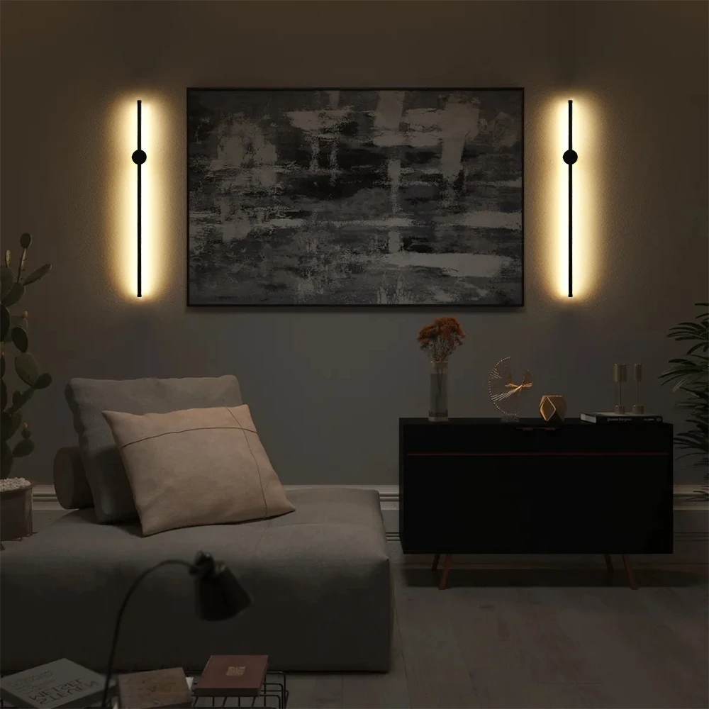 

Modern LED Long Wall Lamps 40CM 55CM Bedroom Bedside Lights Long Strip Black Background LED Wall Lights Room Decoration Lighting