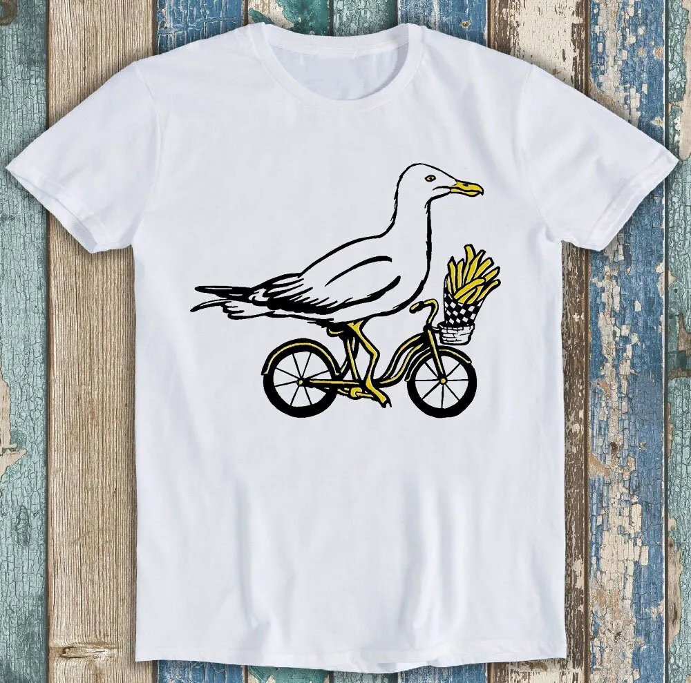 Seagull On Bike Bird Fries Cycle Parody Meme Funny T Shirt P1334