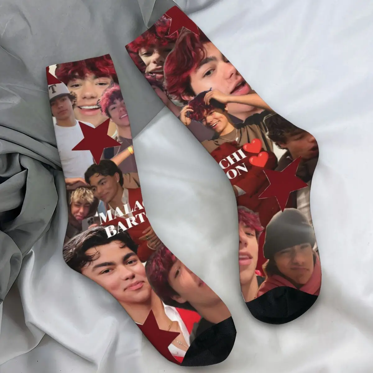 زوجين الجوارب مالاتشي بارتون الممثل الأمريكي والمغني صور نمط جوارب الشتاء أنيقة متوسطة جوارب ناعمة مكافحة العرق الجوارب