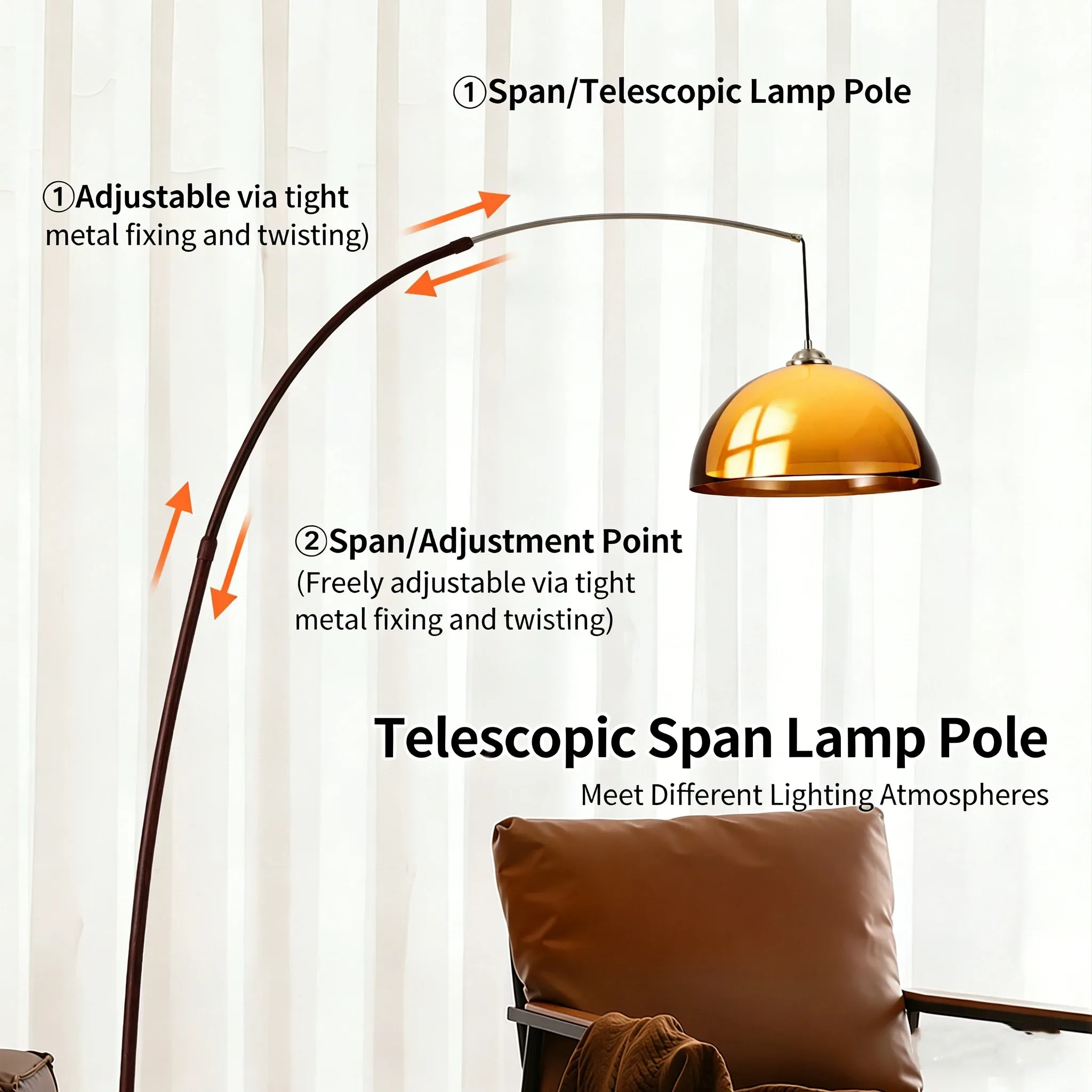 Vintage Acrylic Lampshade Floor Lamp Modern Dark Brown Minimalist Light Fixture E27 Bulb Floor Lighting For Parlor Bedside view 3
