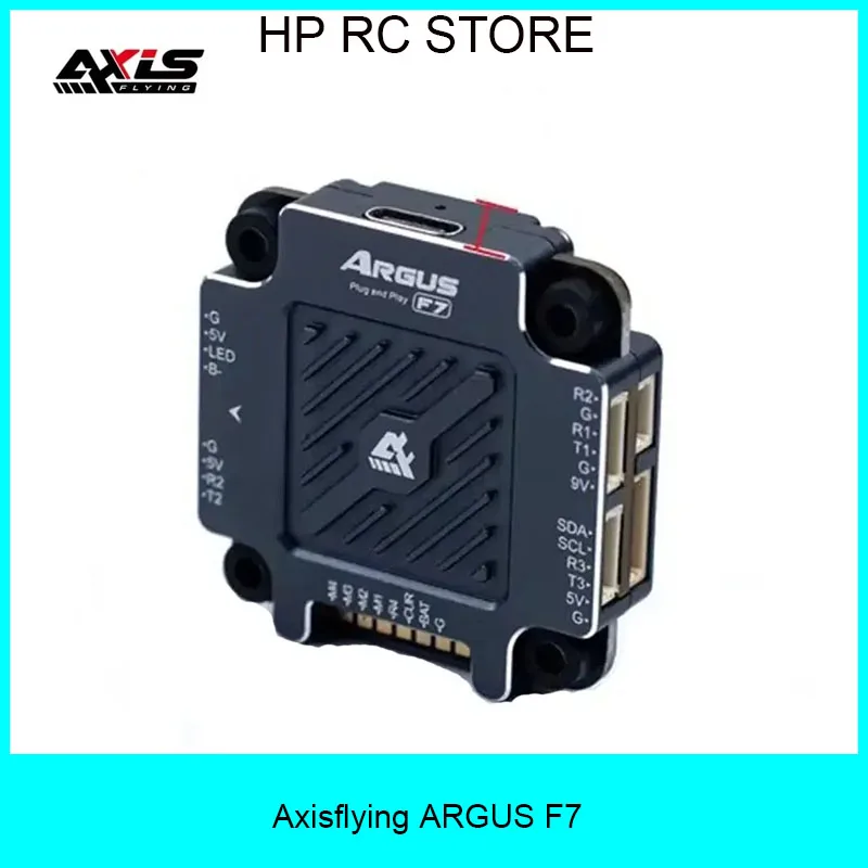 

Axisflying ARGUS PRO F7 Plug-and-Play Flight Controller – CNC Metal Shell | 16M Black Box | Dual BEC for FPV Drones