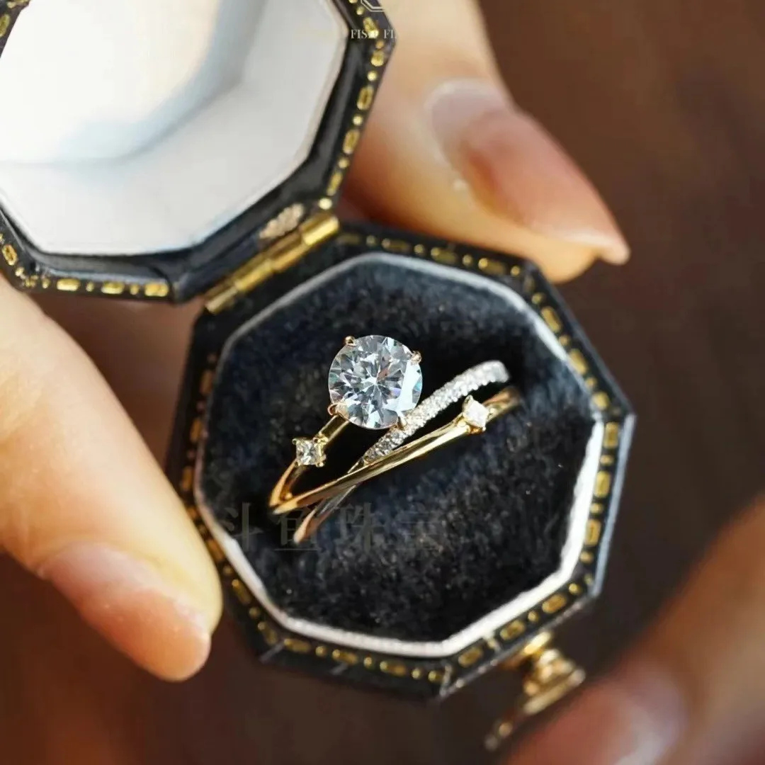 D-color Star Trail Ring 1ct Moissanite Women's PT950 Platinum - Low-key luxury jewelry, stunning accessory for office days