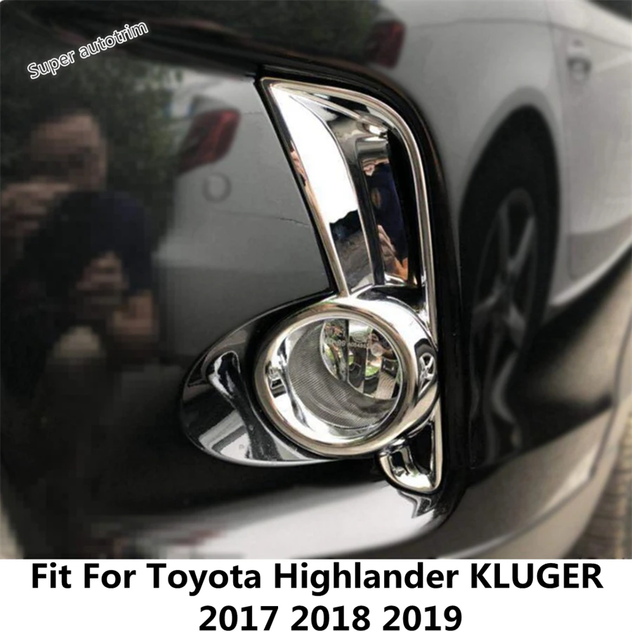 

Front Bumper Fog Lights Lamp Foglight Frame Cover Trim ABS Chrome Accessories Fit For Toyota Highlander KLUGER 2017 2018 2019