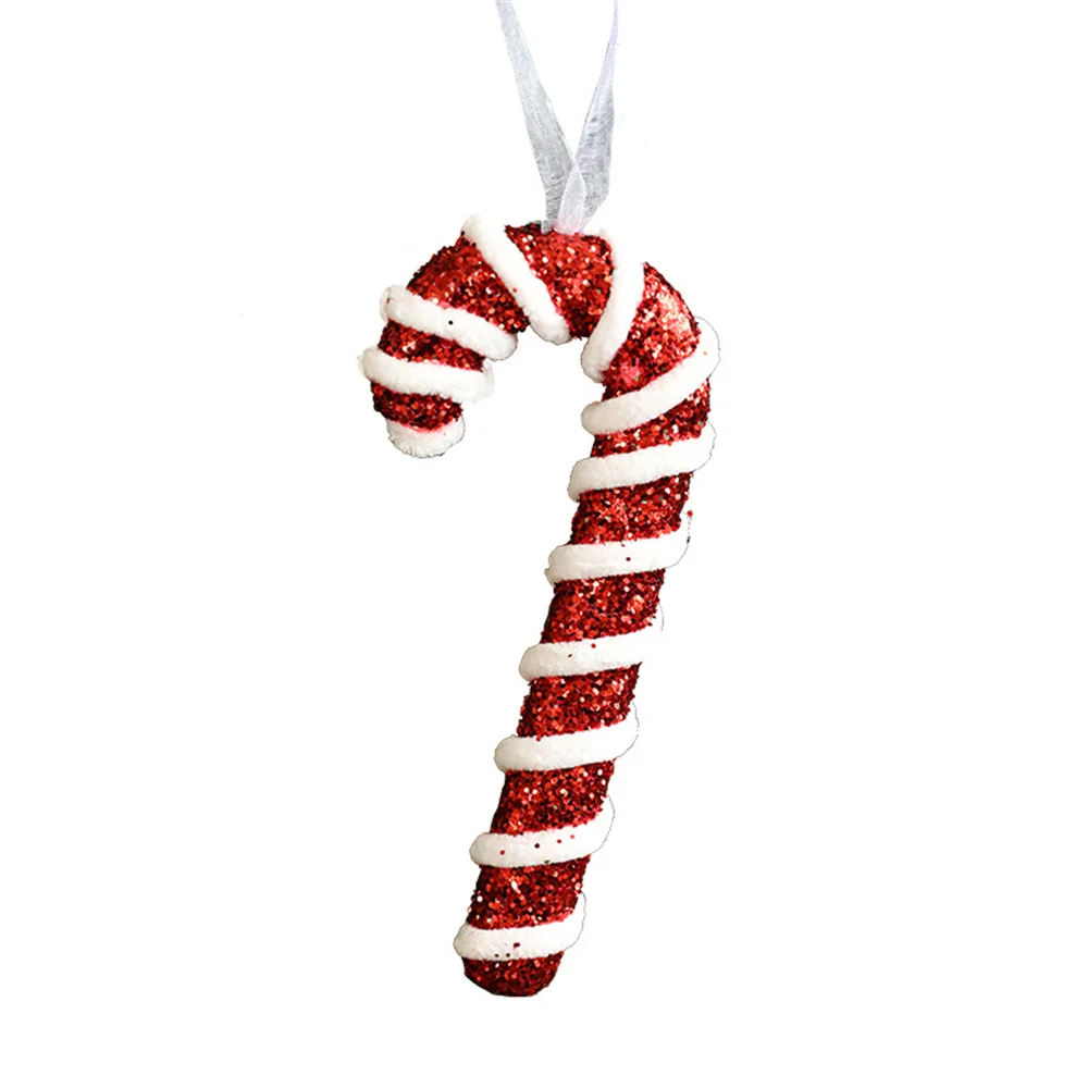 Christmas Red Candy Crutch Lollipop Xmas Tree Hanging Pendant Ornaments New Year Gift Christmas Home Decoration